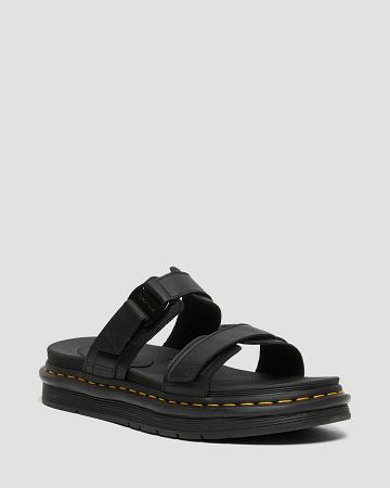 Black Men's Dr Martens Chilton Men's Leather Sandals | CA 628OKI